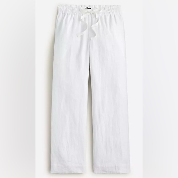 NWT J. Crew Wide Leg Seaside Linen Pant White Size Large - Picture 1 of 7